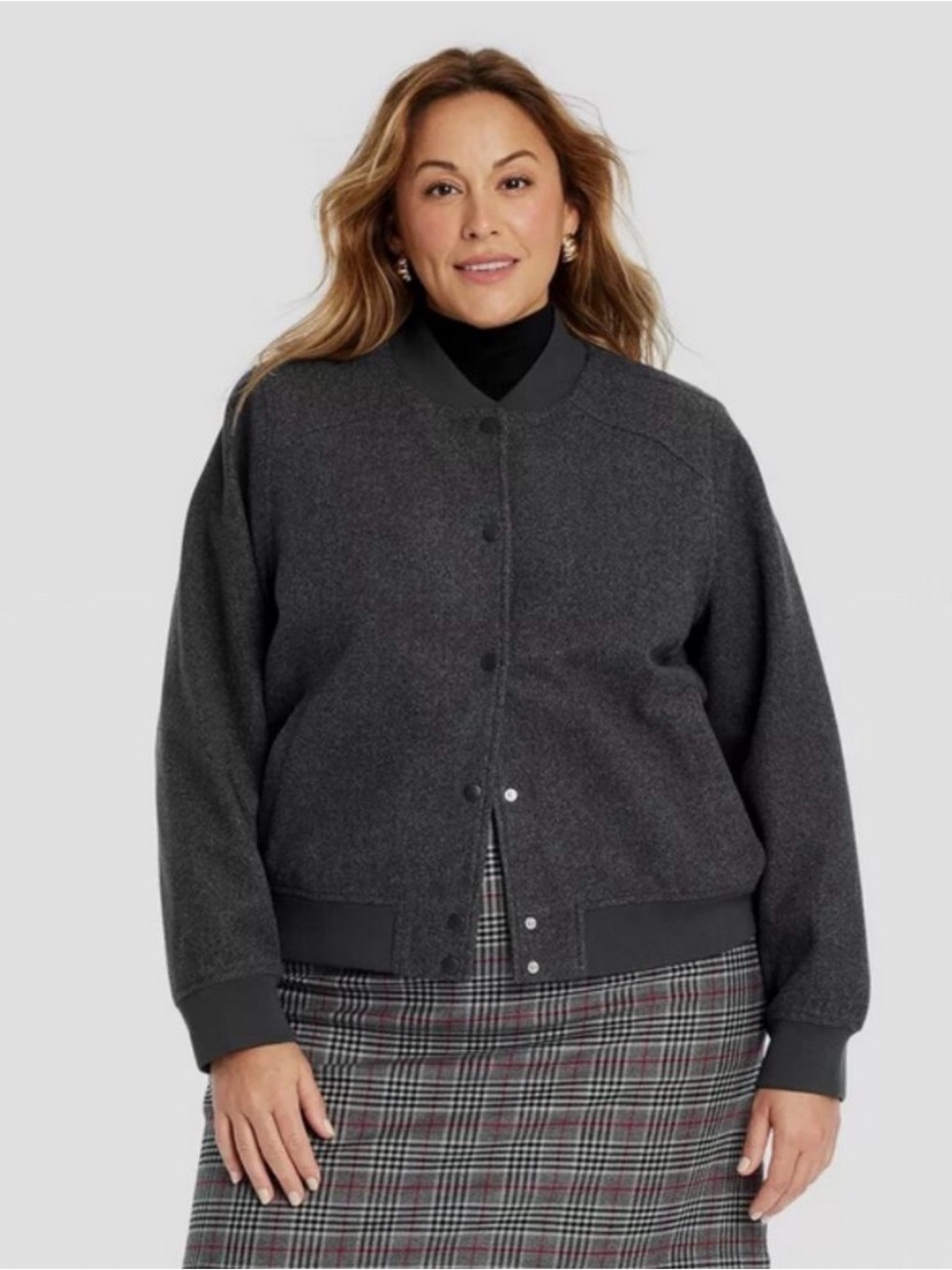Ava &  Viv Charcoal Bomber Jacket - Women